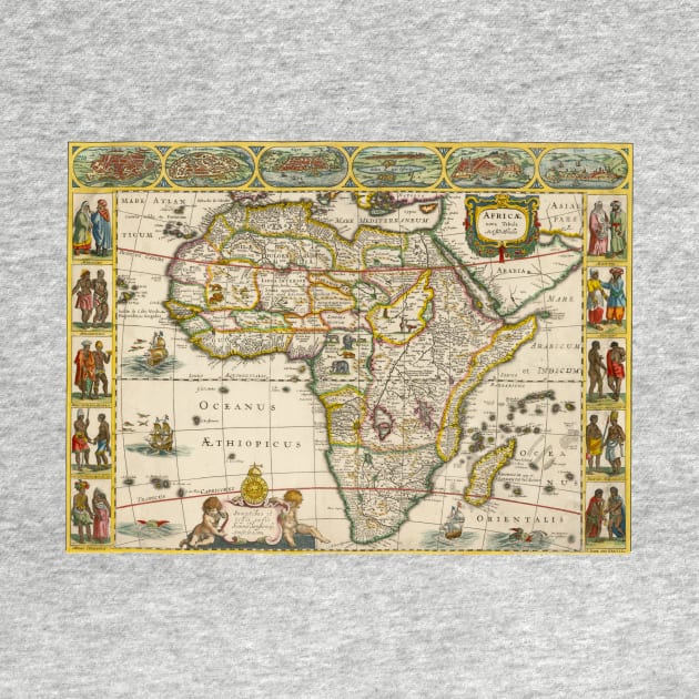 Antique Map of Africa by Hondius and Jansson, 1635 by MasterpieceCafe